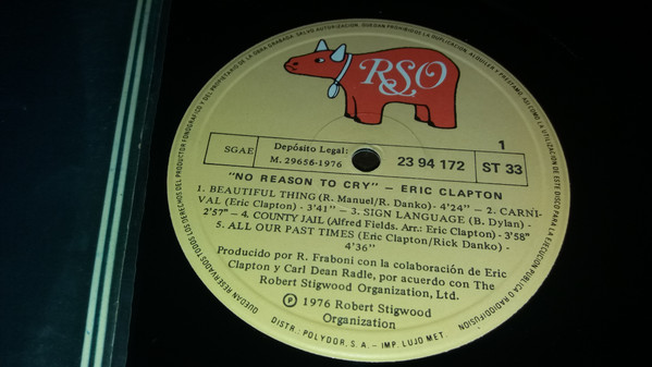 Eric Clapton - No Reason To Cry | RSO (23 94 172) - 2