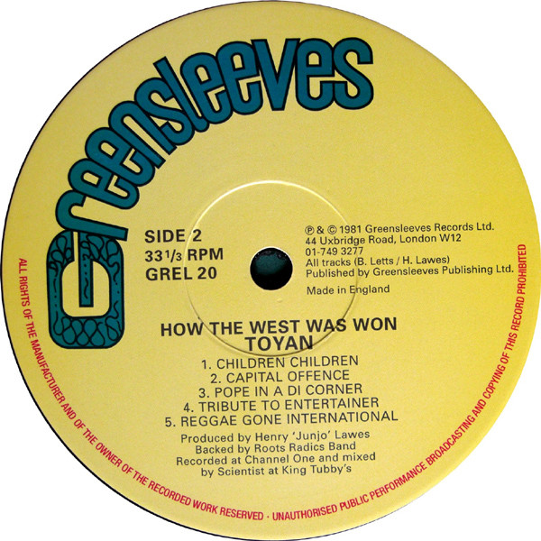 Toyan - How The West Was Won | Greensleeves Records (GREL 20) - 4 Toyan - How The West Was Won | Greensleeves Records (GREL 20) - 4