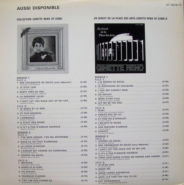 Ginette Reno - En Concert | Disques Total (DT 22018/19) - 2
