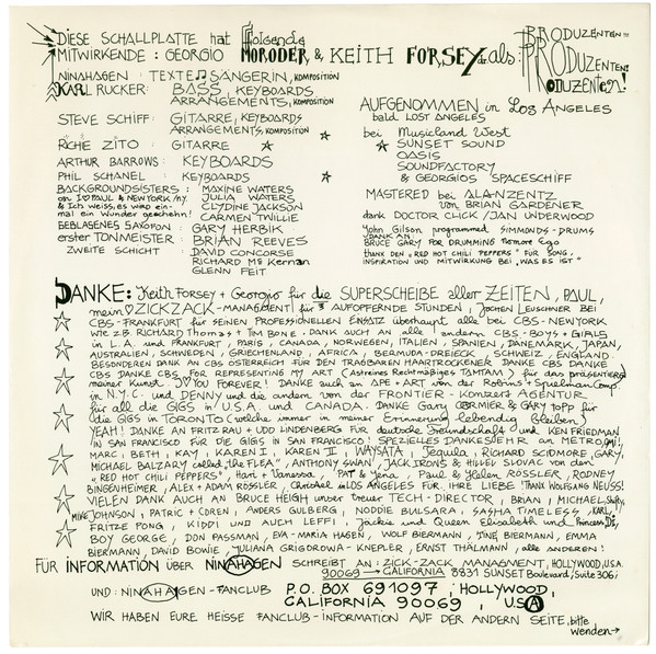 Nina Hagen - Angstlos | CBS (25667) - 2