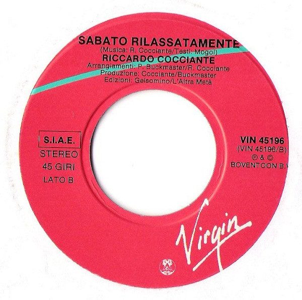 Riccardo Cocciante - L'Onda | Virgin (VIN 45196) - 4