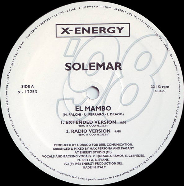Solemar - El Mambo / Te Quiero | X-Energy Records (X-12253) - 2
