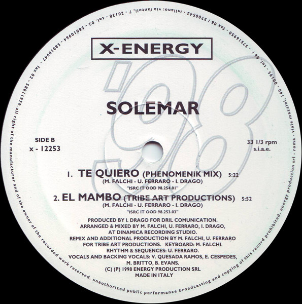 Solemar - El Mambo / Te Quiero | X-Energy Records (X-12253) - 3