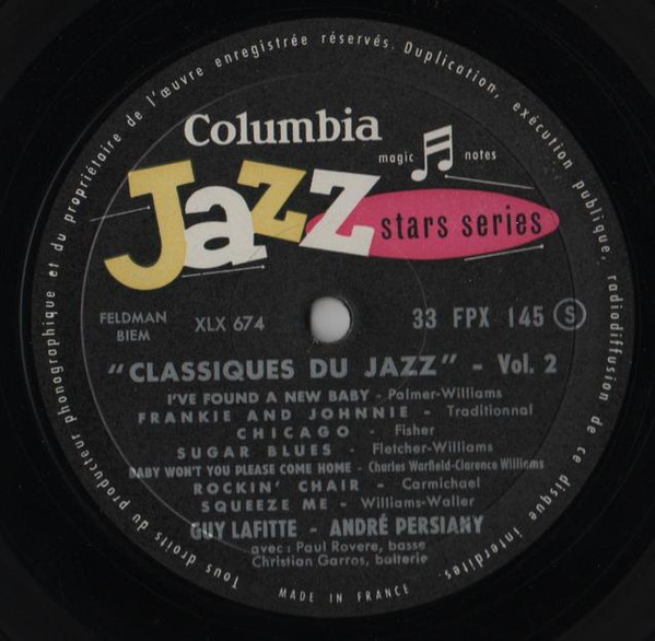 Guy Lafitte , André Persiany - "Les Classiques Du Jazz" Vol. 2 | Columbia (FPX 145) - 4