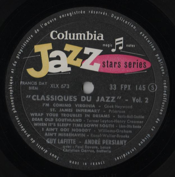 Guy Lafitte , André Persiany - "Les Classiques Du Jazz" Vol. 2 | Columbia (FPX 145) - 3