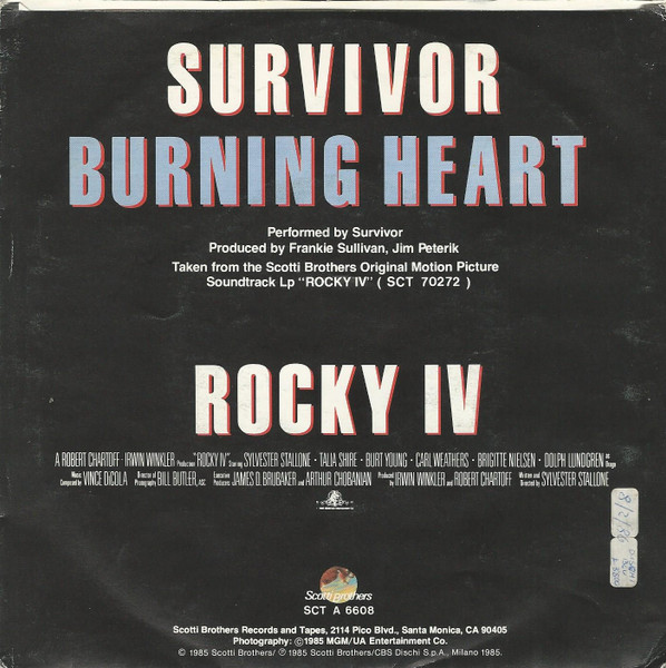 Survivor - Burning Heart | Scotti Bros. Records (SCT A 6608) - 2 Survivor - Burning Heart | Scotti Bros. Records (SCT A 6608) - 2