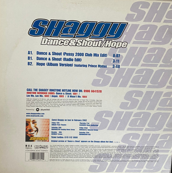 Shaggy - Dance & Shout / Hope | MCA Records (MCST 40272) - 4