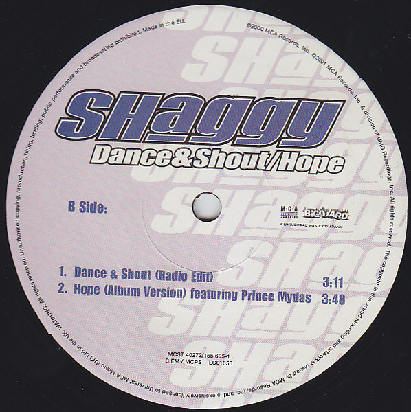 Shaggy - Dance & Shout / Hope | MCA Records (MCST 40272) - 3