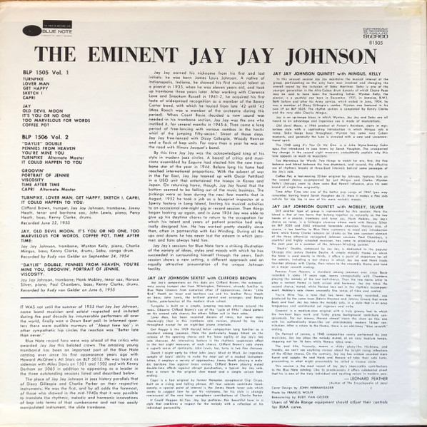 J.J. Johnson - The Eminent Jay Jay Johnson Volume 1 | Blue Note (BST 81505) - 2 J.J. Johnson - The Eminent Jay Jay Johnson Volume 1 | Blue Note (BST 81505) - 2