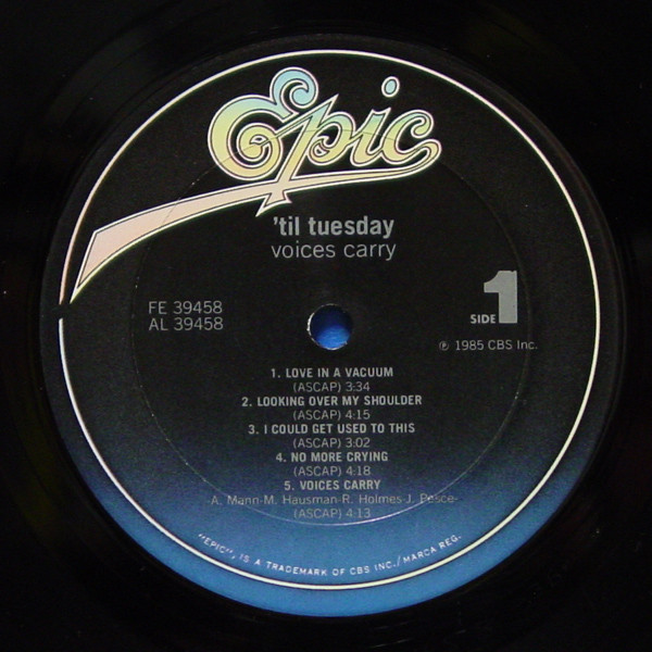 'Til Tuesday - Voices Carry [Vinyl] | Epic (FE 39458) - 3