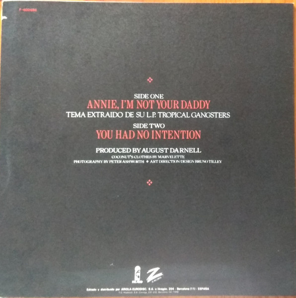 Kid Creole And The Coconuts - Annie, I'm Not Your Daddy (Annie, No Soy Tu Padre) | ZE Records (F-600.688) - 2