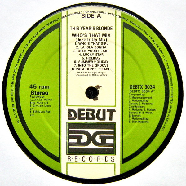 This Year's Blonde - Who's That Mix | Debut Edge Records (DEBTX 3034)