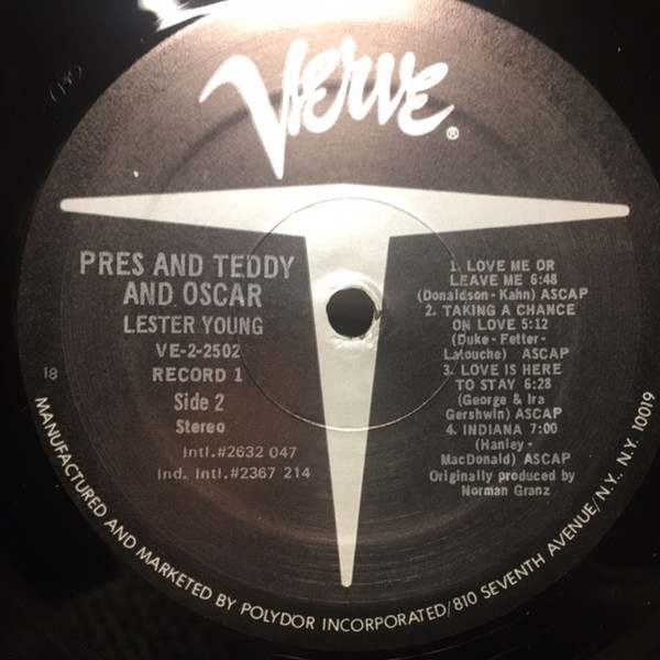 Lester Young - Pres And Teddy And Oscar | Verve Records (VE-2-2502) - 3