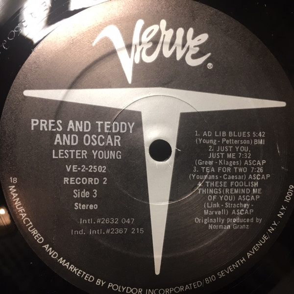 Lester Young - Pres And Teddy And Oscar | Verve Records (VE-2-2502) - 4