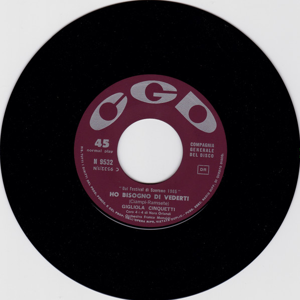 Gigliola Cinquetti - Ho Bisogno Di Vederti | CGD (N 9532) - 3