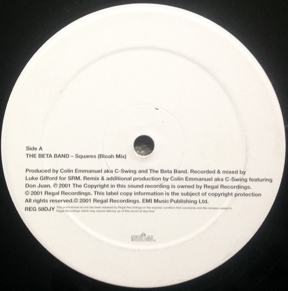 The Beta Band - Squares (Remix) | Regal (REG 58DJY)