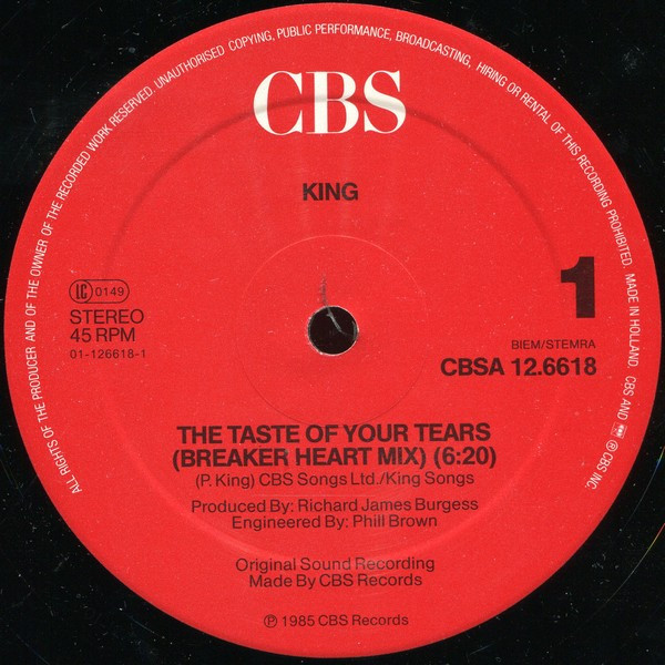 King - The Taste Of Your Tears | CBS (A 12.6618) - 3