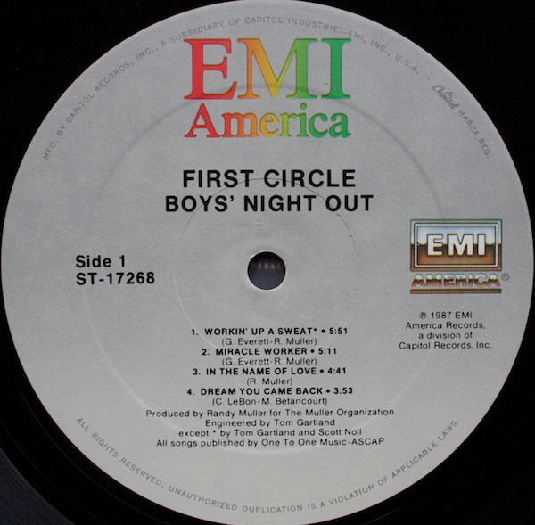 First Circle - Boys' Night Out | EMI America (AML 3118)