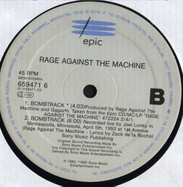 Rage Against The Machine - Bombtrack | Epic (659471 6) - 3