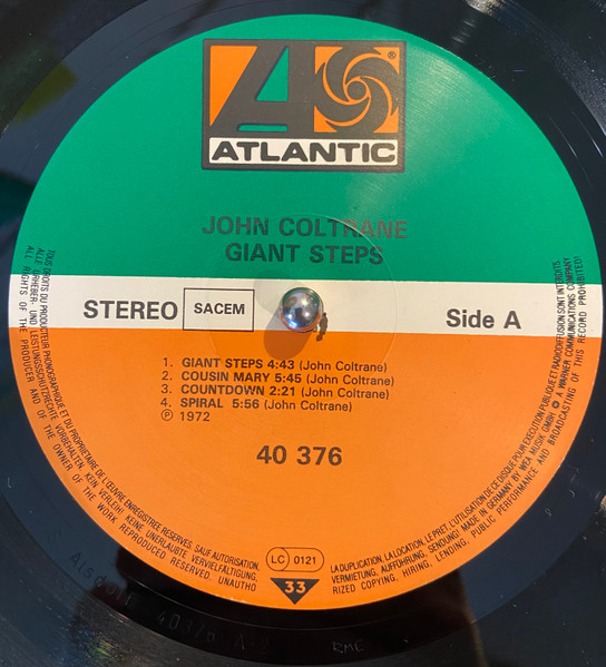 John Coltrane - Giant Steps | Atlantic (40 376) - 3