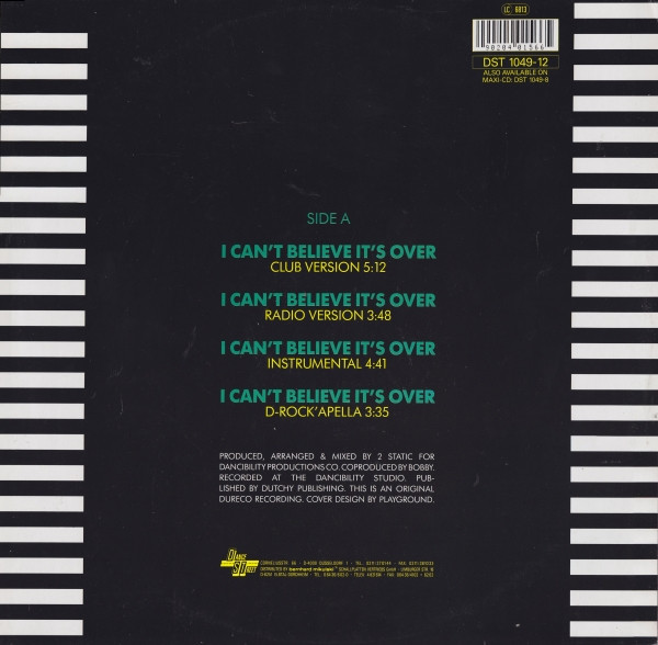D-Rock - I Can't Believe It's Over | Dance Street (DST 1049-12) - 2