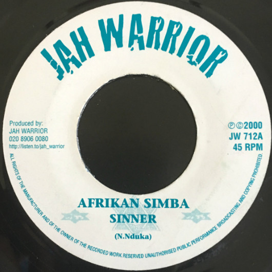 Afrikan Simba / Jah Warrior - Sinner / Dubbing As A Winner | Jah Warrior Records (JW712)