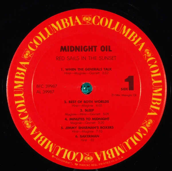 Midnight Oil - Red Sails In The Sunset | Columbia (BFC 39987) - 2
