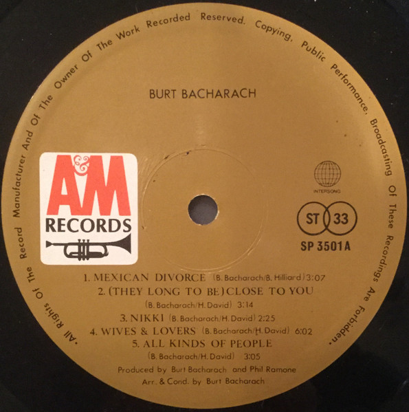 Burt Bacharach - Burt Bacharach | A&M Records (SP 3501) - 3 Burt Bacharach - Burt Bacharach | A&M Records (SP 3501) - 3