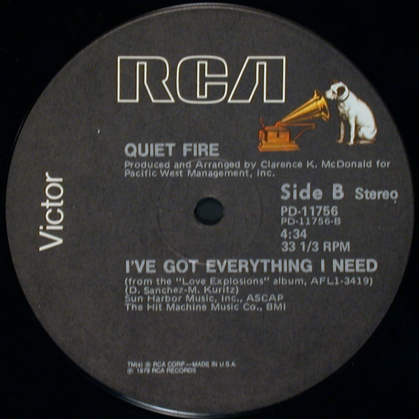 Quiet Fire - It's A Holiday / I've Got Everything I Need | RCA Victor (PD-11756) - 2