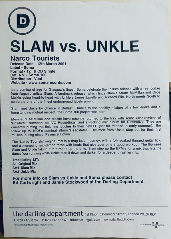 Slam Versus UNKLE - Narco Tourists | Soma Quality Recordings (Soma100) - 5