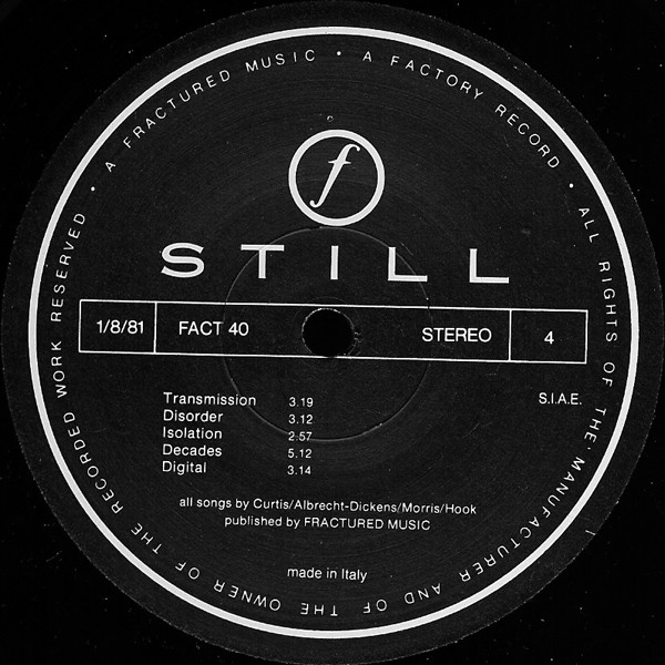 Joy Division - Still | Factory (FACT 40) - 8 Joy Division - Still | Factory (FACT 40) - 8