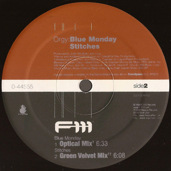 Orgy - Blue Monday / Stitches | F-111 Records (0-44555) - 2