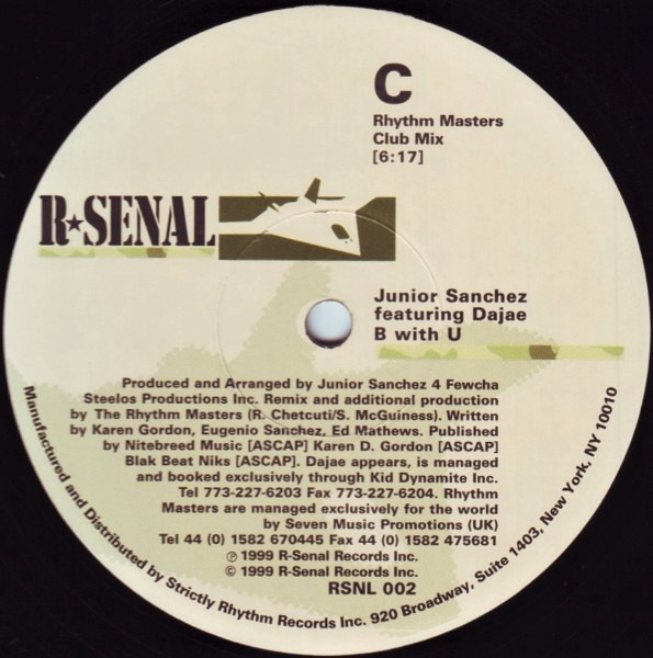 Junior Sanchez Featuring Dajaé - B With U | R-Senal (RSNL 002) - 3