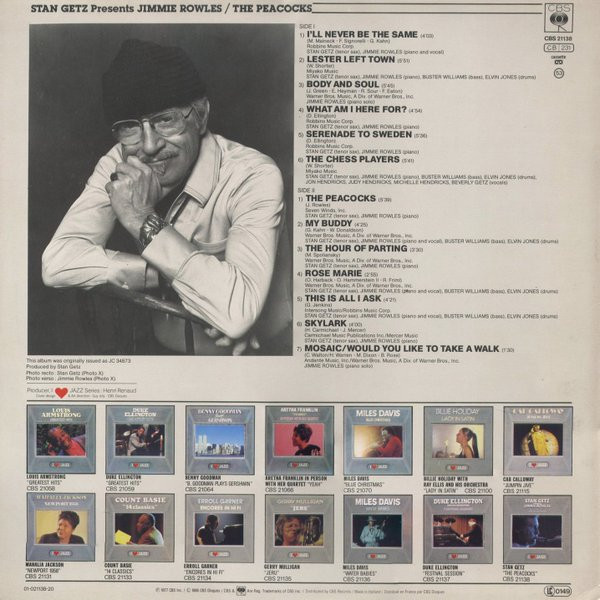 Stan Getz Presents Jimmy Rowles - The Peacocks | CBS (CBS 21138) - 2