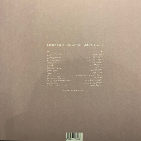 No Artist - London Pirate Radio Adverts 1984-1993, Vol. 1 | Death Is Not The End (DEATH039LP) - 2