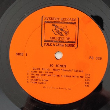 Jo Jones - Jo Jones | Everest Records Archive Of Folk & Jazz Music (FS 329)