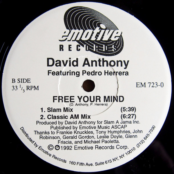 David Anthony  &  Pedro Herrera - Free Your Mind | Emotive Records (EM 723-0)
