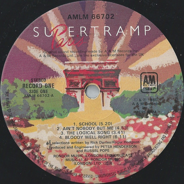 Supertramp - Paris | A&M Records (AMLM 66702) - 4 Supertramp - Paris | A&M Records (AMLM 66702) - 4
