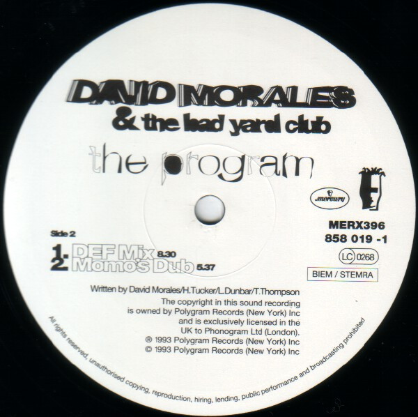David Morales & The Bad Yard Club - The Program | Mercury (MERX 396) - 4