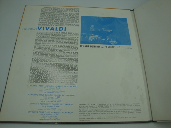 Antonio Vivaldi , I Musici - Concertos Pour Hautbois, Pour Basson, Pour Flûte, Cordes Et Continuo | Philips (835.058 AY) - 2