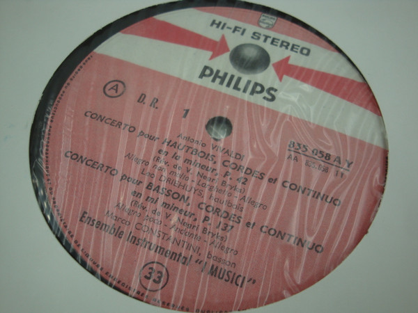 Antonio Vivaldi , I Musici - Concertos Pour Hautbois, Pour Basson, Pour Flûte, Cordes Et Continuo | Philips (835.058 AY) - 3