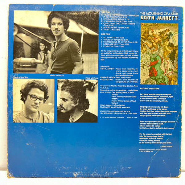 Keith Jarrett - The Mourning Of A Star | Atlantic (SD 1596) - 2