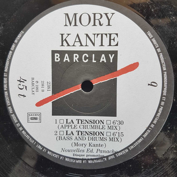 Mory Kanté - La Tension (Remixes) | Barclay (2381) - 4