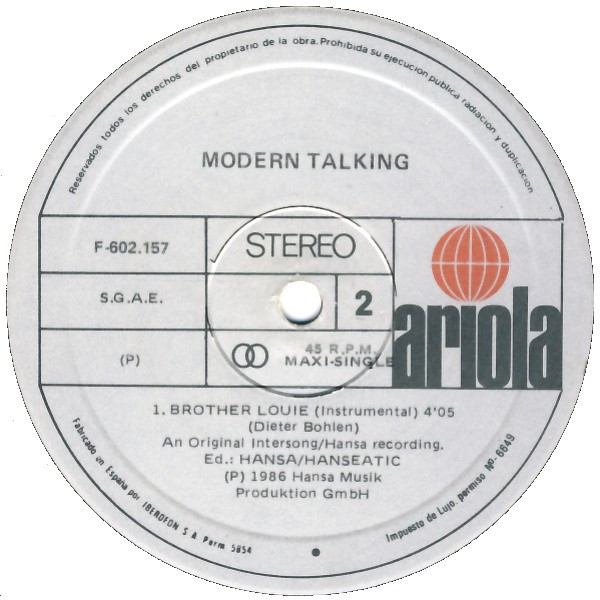 Modern Talking - Brother Louie | Ariola (F-602.157) - 4