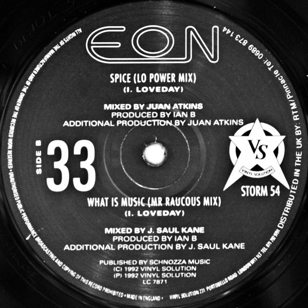 Eon - What Is Music / Spice (Juan Atkins Mix) | Vinyl Solution (STORM 54) - 4