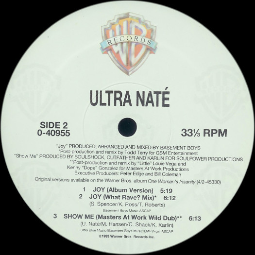 Ultra Naté - Joy / Show Me | Warner Bros. Records (0-40955) - 4