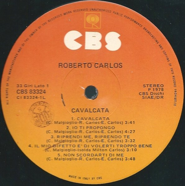 Roberto Carlos - Cavalcata | CBS (CBS 83324) - 2