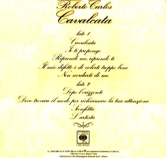 Roberto Carlos - Cavalcata | CBS (CBS 83324) - 4