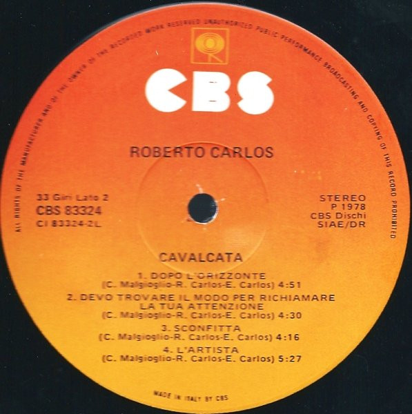 Roberto Carlos - Cavalcata | CBS (CBS 83324) - 3