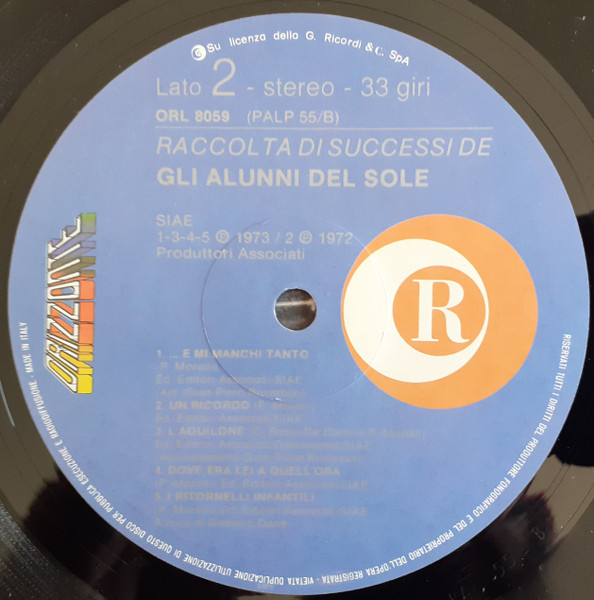 Gli Alunni Del Sole - Raccolta Di Successi | Produttori Associati (ORL 8059) - 4